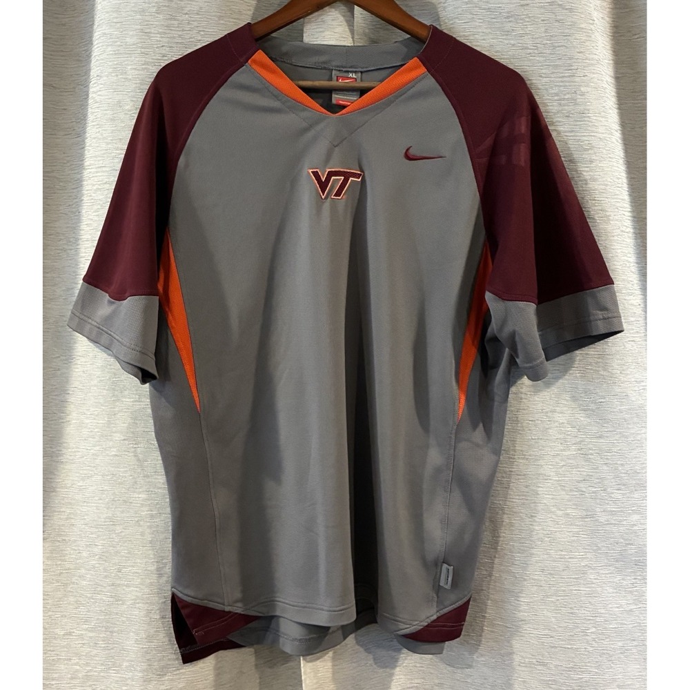 Virginia Tech Hokies Polo Shirt Mens XL Maroon Nike Team Fit Dry VTG Y2K